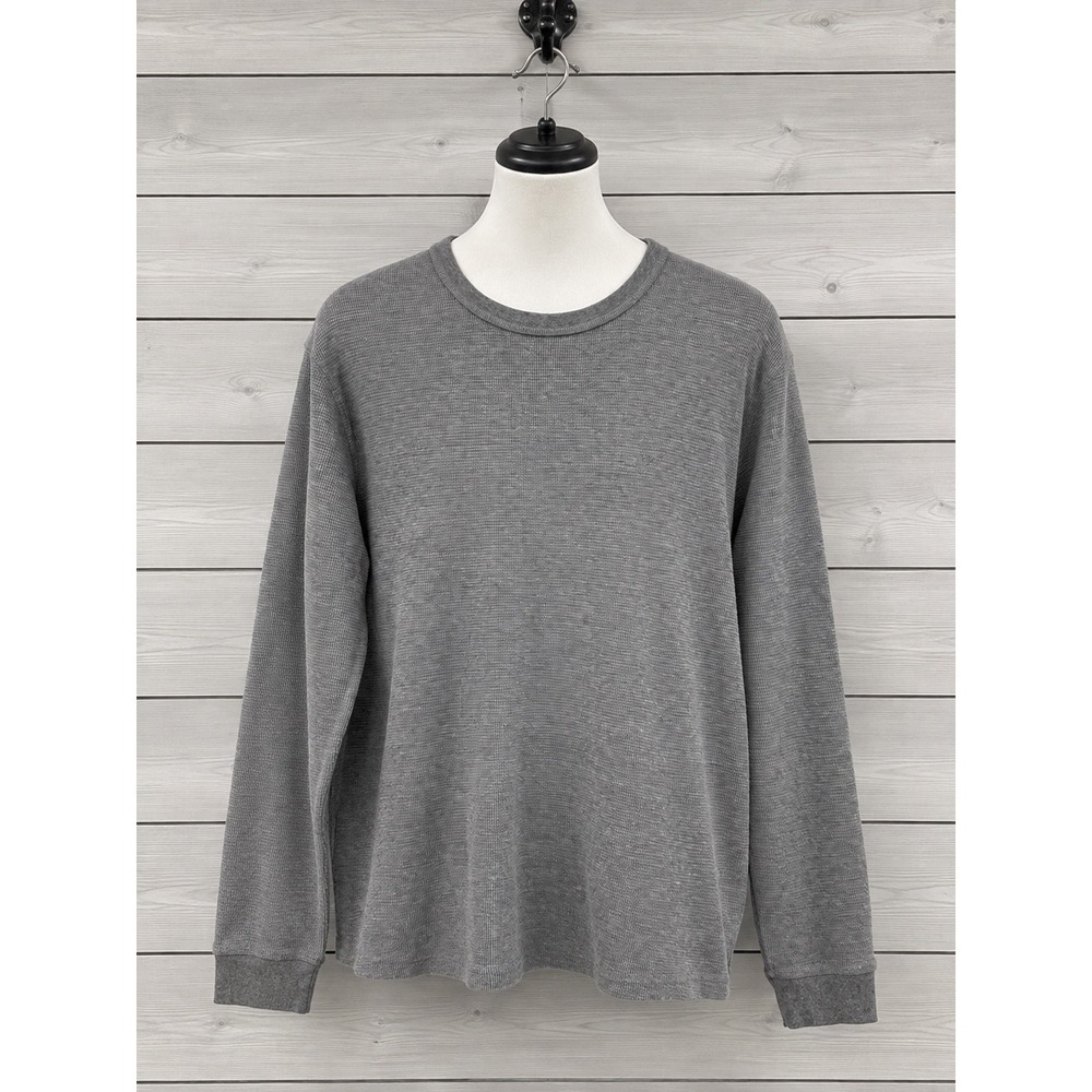 American Eagle Thermal Shirt Gray Waffle Knit Long Sleeve Crew Neck Size Large